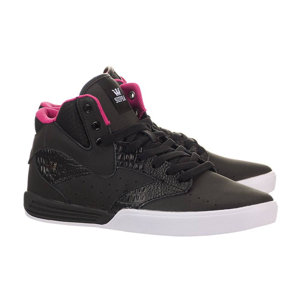 Chaussures de Skate Supra Khan Noir Black/Fuchsia-White Homme | QAS-42320325